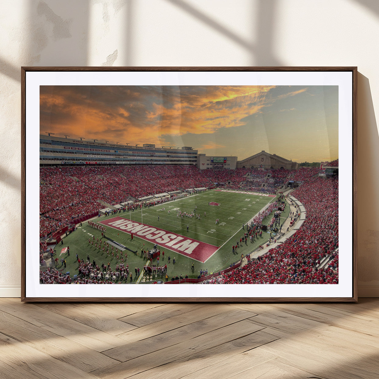 41472-MGC-FP-36x24_Walnut-Camp Randall Stadium Wisconsin Badgers Large Wall Art Canvas Print | College Football Stadium Wall