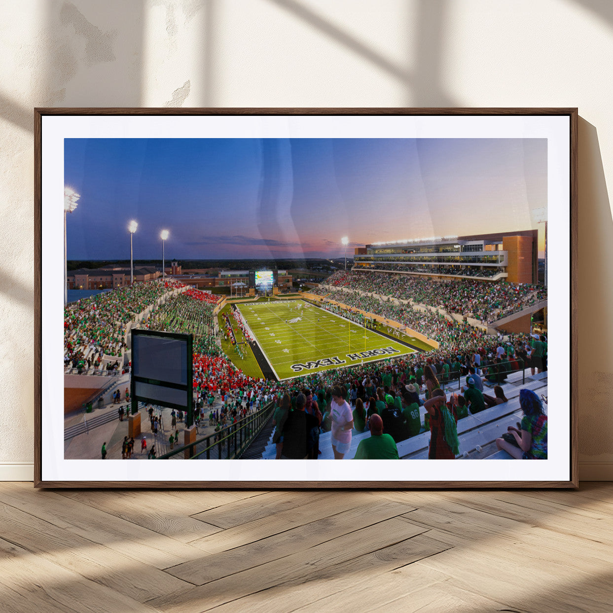 MGC-FP-36x24 - University of North Texas Mean Green Football Team Print - Denton DATCU Stadium Wall Art Canvas