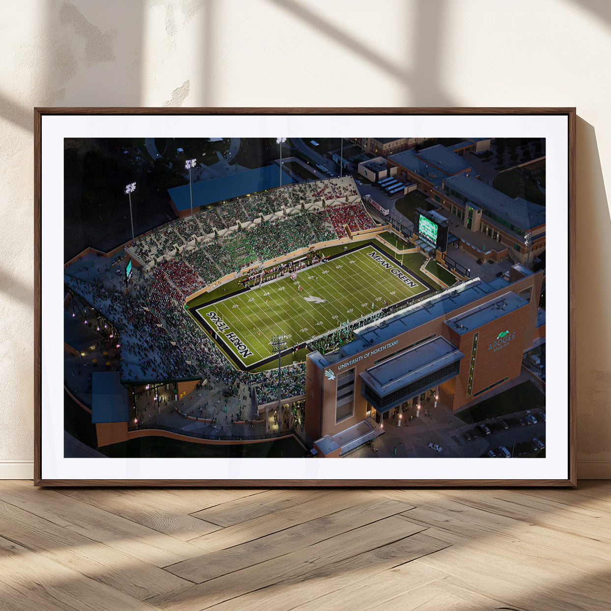 MGC-FP-36x24 - University of North Texas Mean Green Football Artwork, Football Team Print - Denton DATCU Stadium