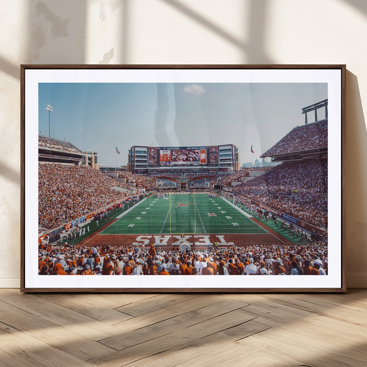 MGC-FP-36x24 - Framed Texas Memorial Stadium Canvas, University of Texas Longhorns Football Team Print - Austin