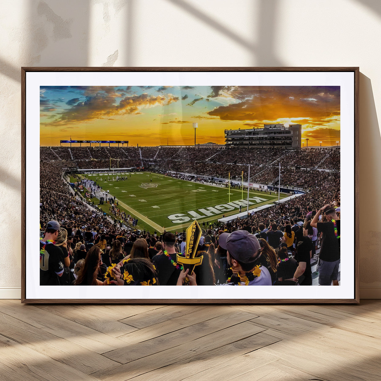 MGC-FP-36x24 - UCF Knights Football Team Print - Orlando FBC Mortgage Stadium, UCF Knights Wall Art Canvas Print