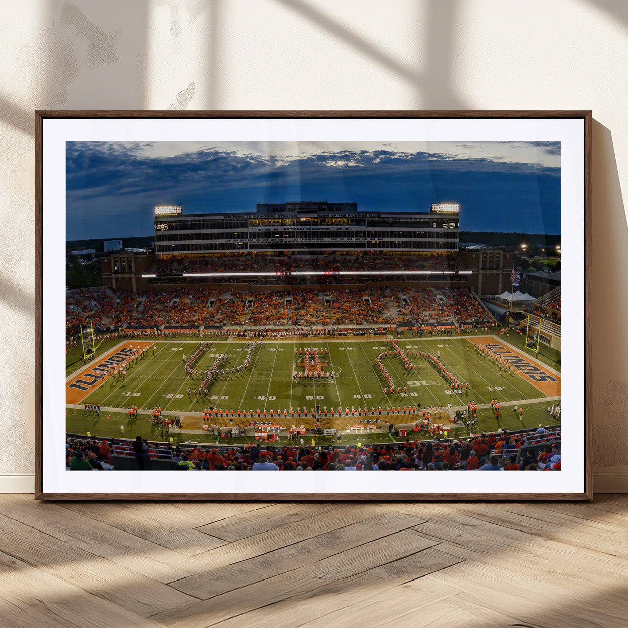 MGC-FP-36x24 - University of Illinois Fighting Illini Football Team Print - Champaign Illinois Memorial Stadium