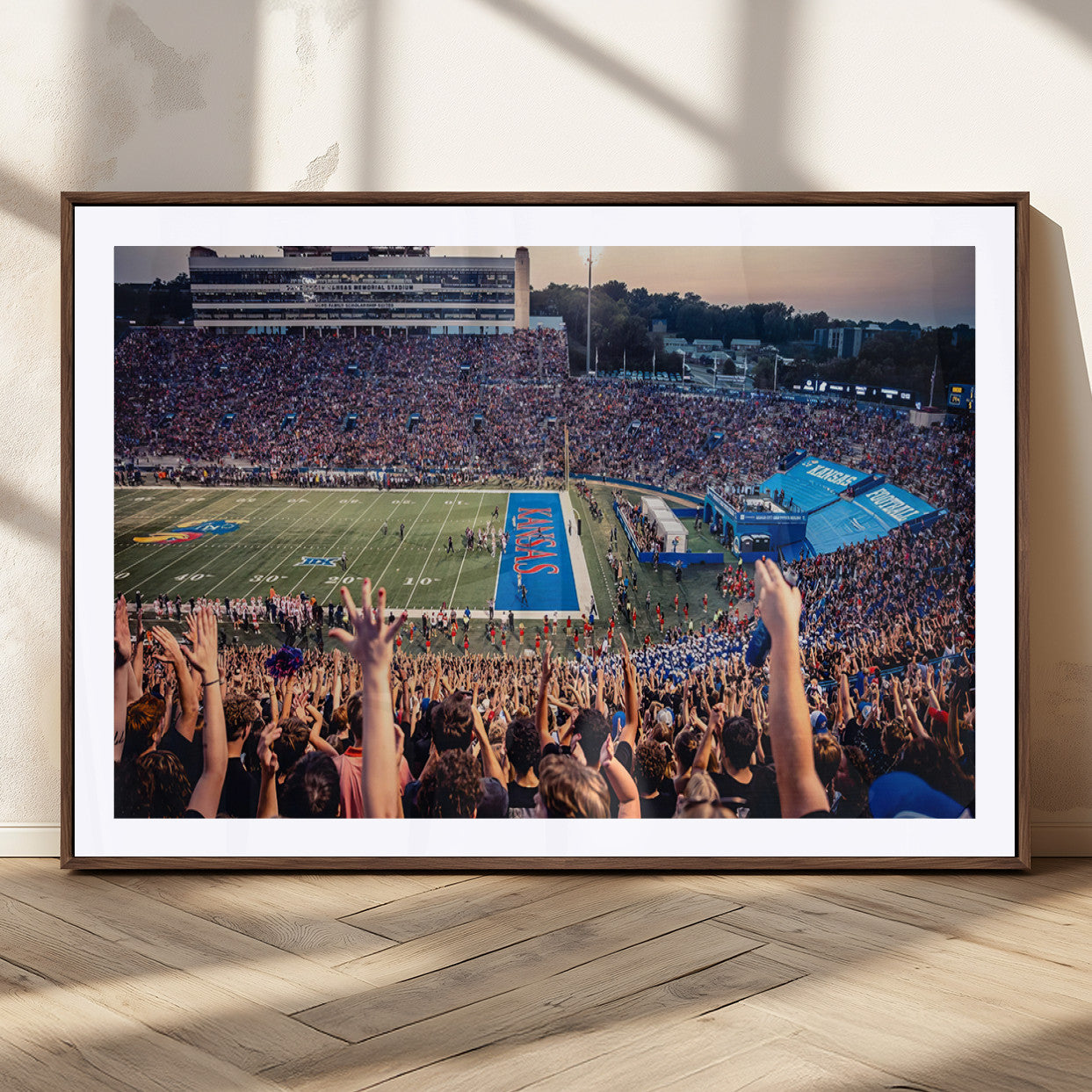 MGC-FP-36x24 - University of Kansas Jayhawks Football Team Art Print - Lawrence Kansas Memorial Stadium Wall Art