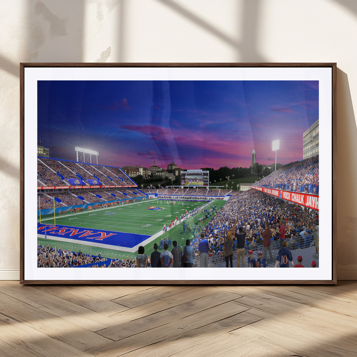 MGC-FP-36x24 - University of Kansas Jayhawks Football Team Print Canvas- Lawrence Kansas Memorial Stadium Wall Art