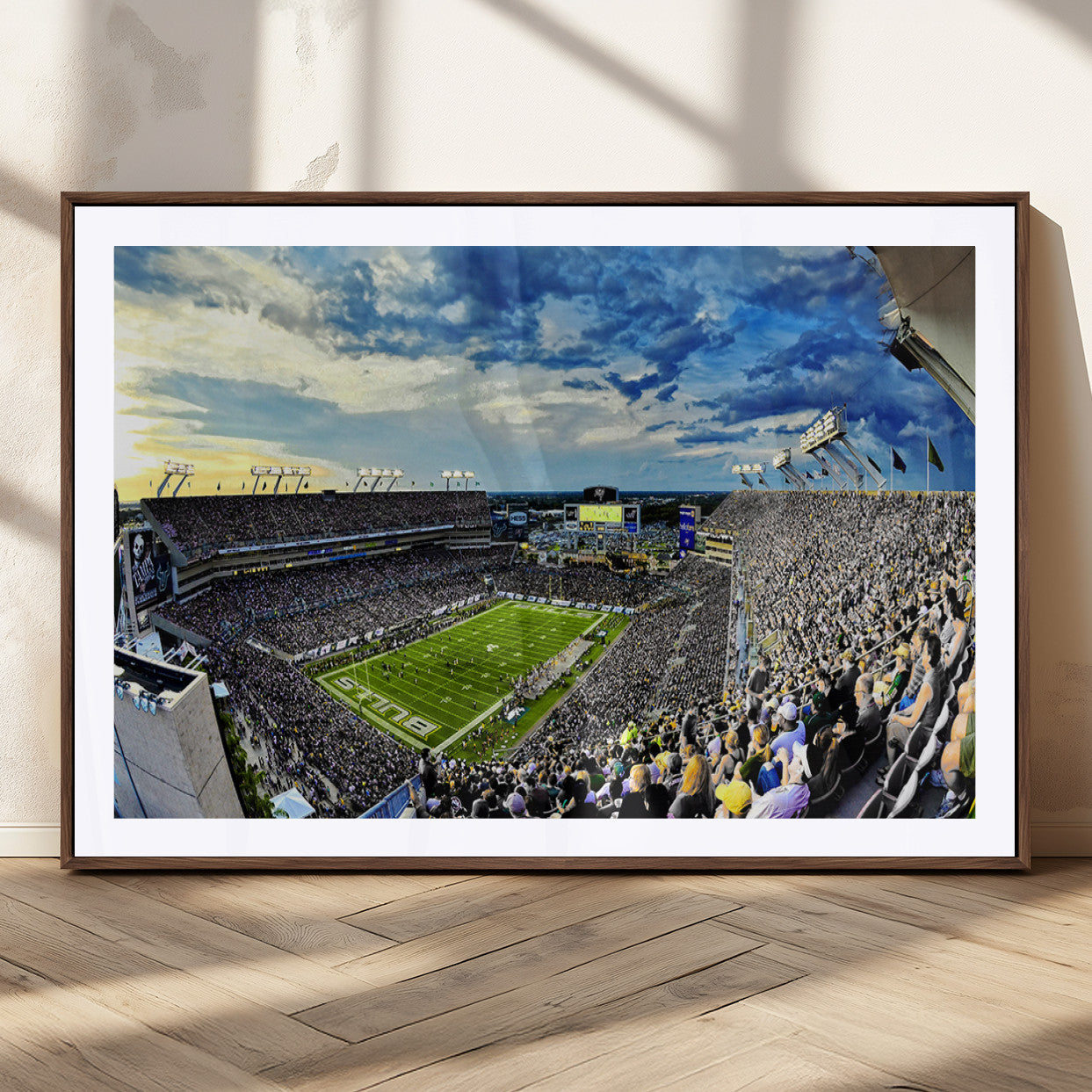 MGC-FP-36x24 - Framed USF Bulls Football Team Print - Tampa Raymond James Stadium Wall Art Canvas Print