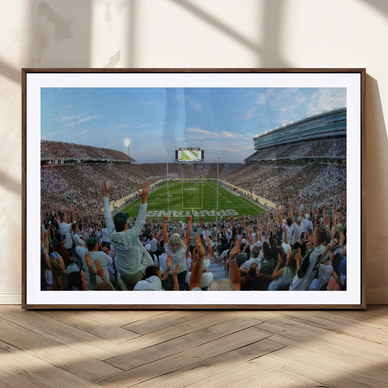 MGC-FP-36x24 - Michigan State Spartans Football Team Print - East Lansing Spartan Stadium Wall Art Canvas Print
