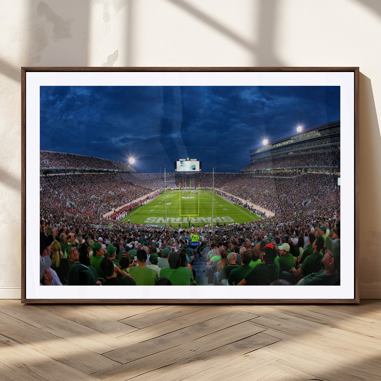 MGC-FP-36x24 - Michigan State Spartans Football Team Print - East Lansing Spartan Stadium Wall Art Canvas Print