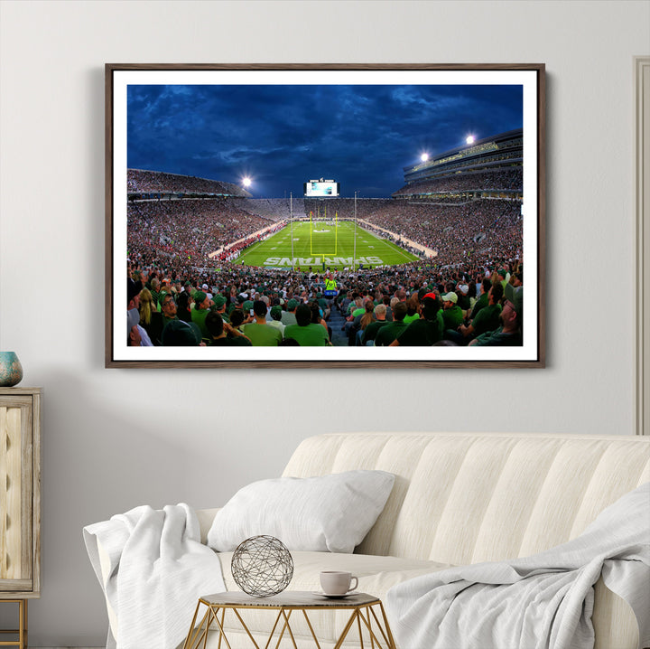 Michigan State Spartans Football Team Print - East Lansing Spartan Stadium Wall Art Canvas Print