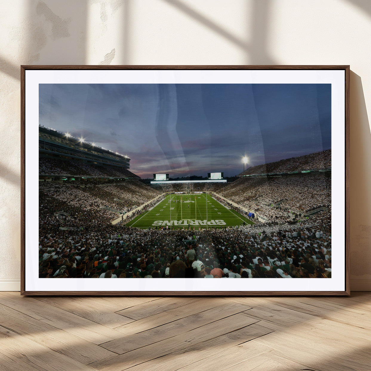 MGC-FP-36x24 - Michigan State Spartans Football Team Print - East Lansing Spartan Stadium Canvas Print
