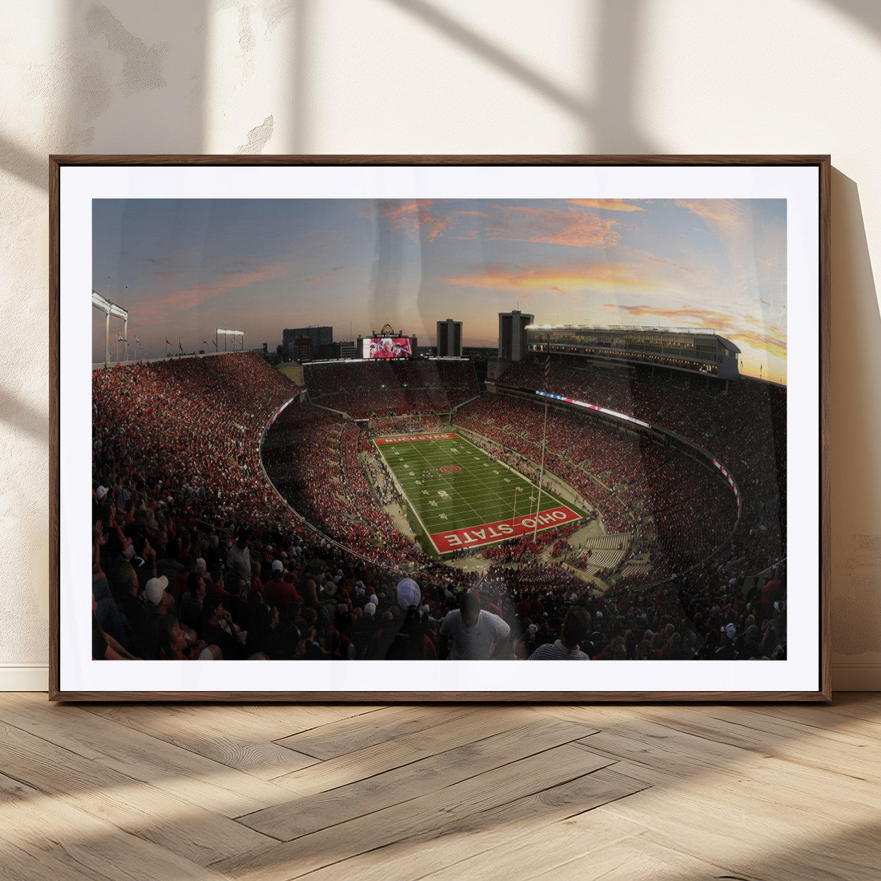 MGC-FP-36x24 - Ohio State University Buckeyes Football Team Print - Columbus Ohio Stadium Wall Art Canvas Print