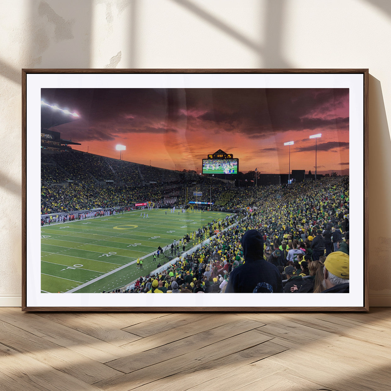 MGC-FP-36x24 - Eugene Autzen Stadium Canvas Wall Art Print – Sunset Over Iconic Football Field Wall Decor for Home