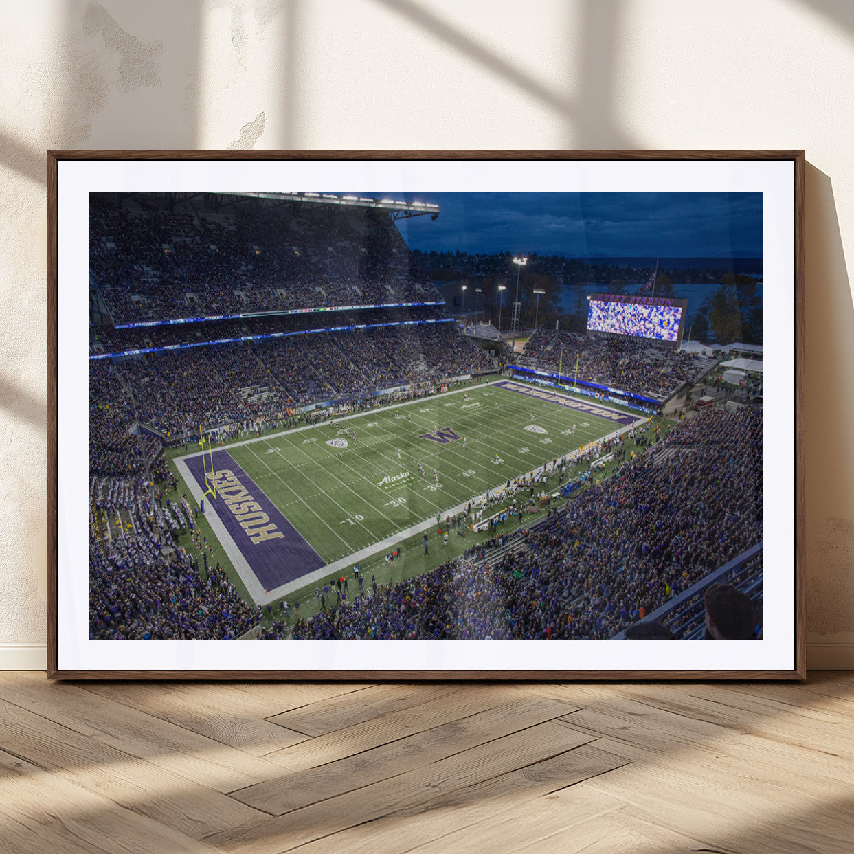 MGC-FP-36x24 - The University of Washington Huskies Football Team Print - Seattle Husky Stadium Wall Art Canvas