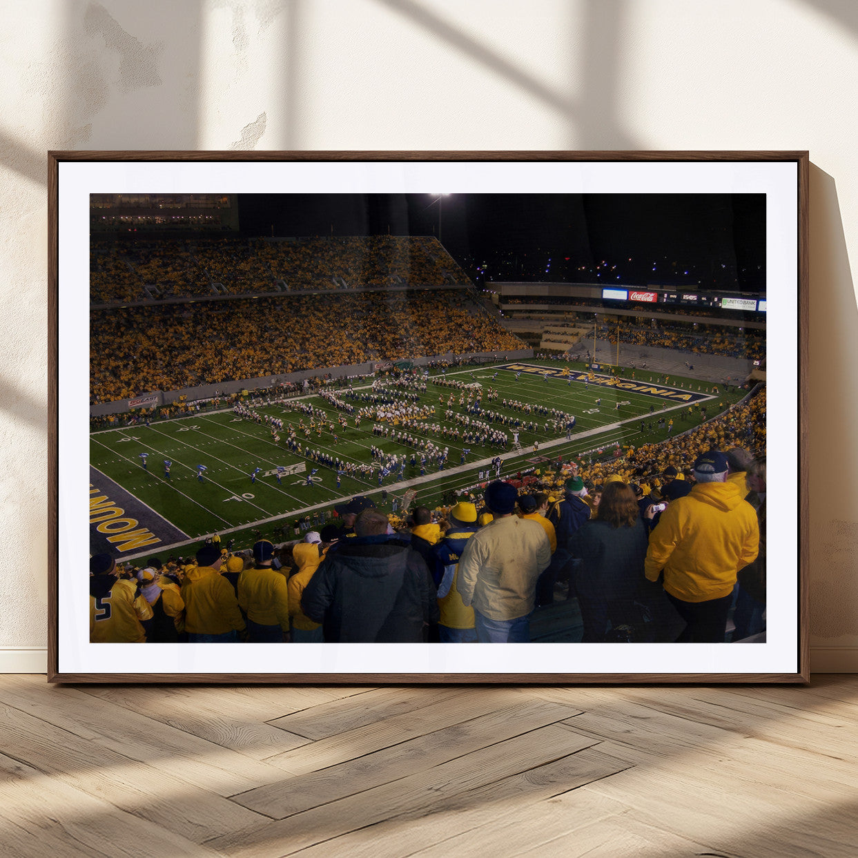 MGC-FP-36x24 - West Virginia Uni Mountaineers Football Team Print - Milan Puskar Stadium Canvas Print Wall Art,