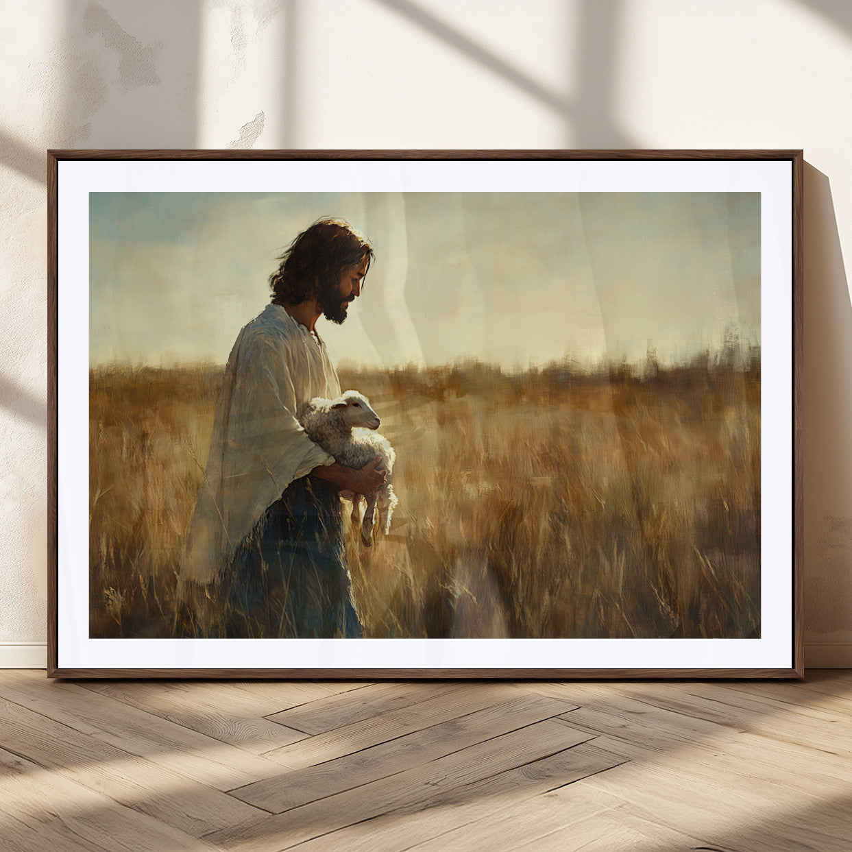 MGC-FP-36x24 - Jesus the Good Shepherd Wall Art Canvas Print - Inspirational Christian Religious Print for Prayer