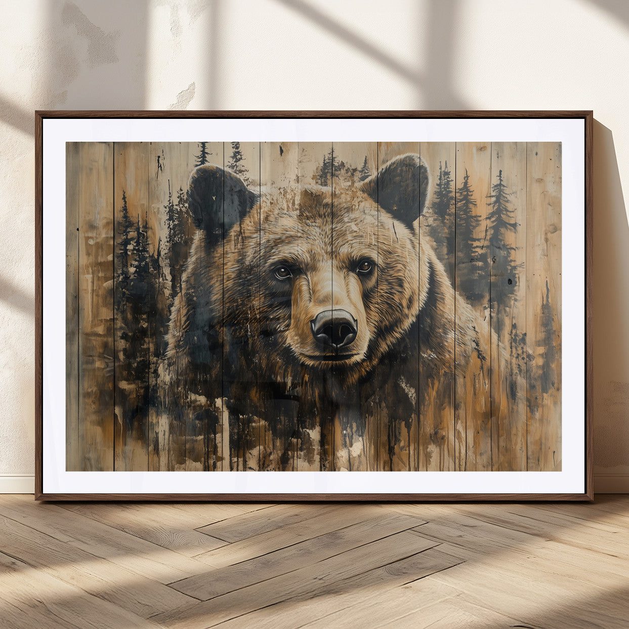 MGC-FP-36x24 - Majestic Grizzly 399 Bear Wall Art | 3-Panel Rustic Canvas Print for Living Room, Office, or Cabin