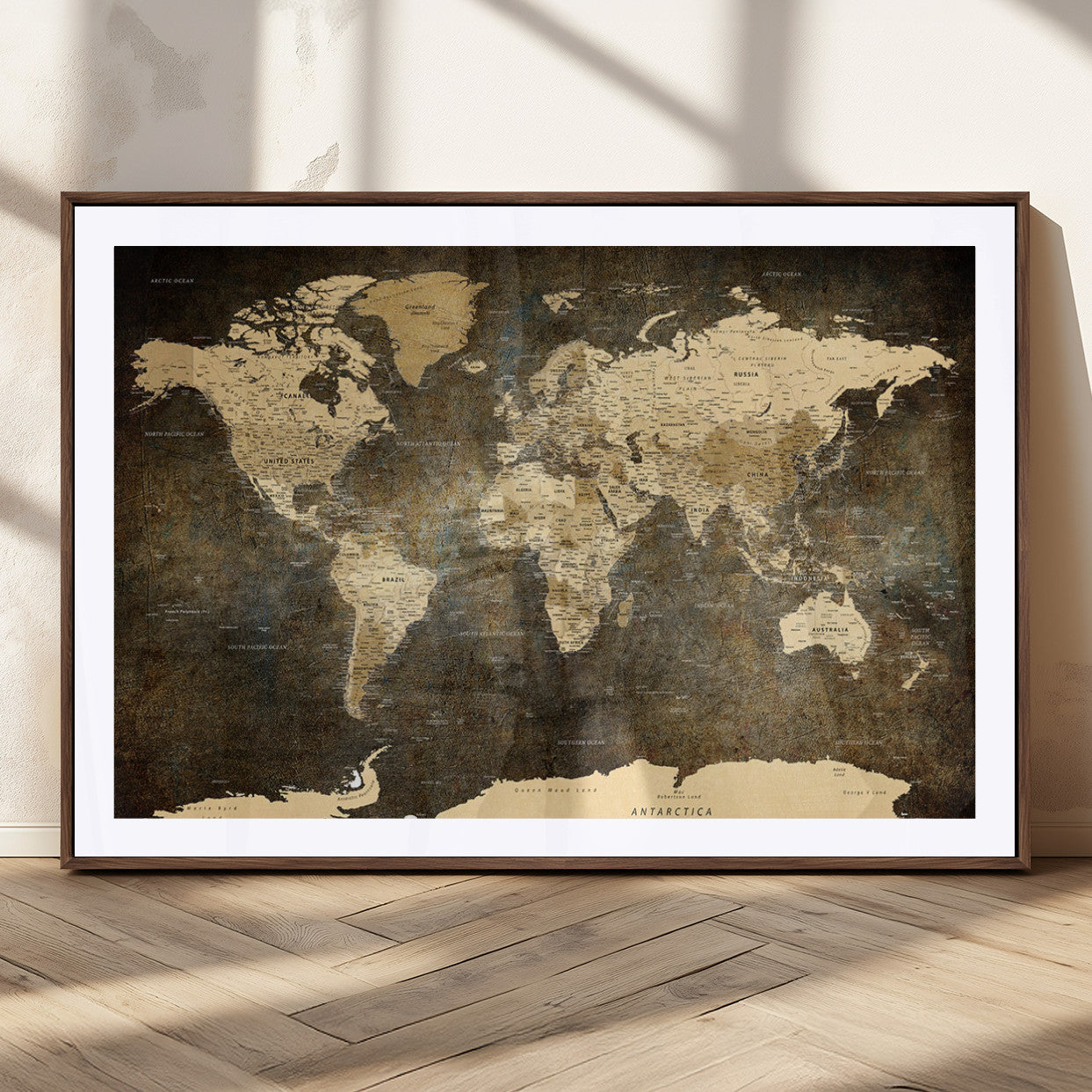 MGC-FP-36x24 - Push Pin World Map Canvas Print – Framed Wall Art for Couples to Track Their Travels – Anniversary