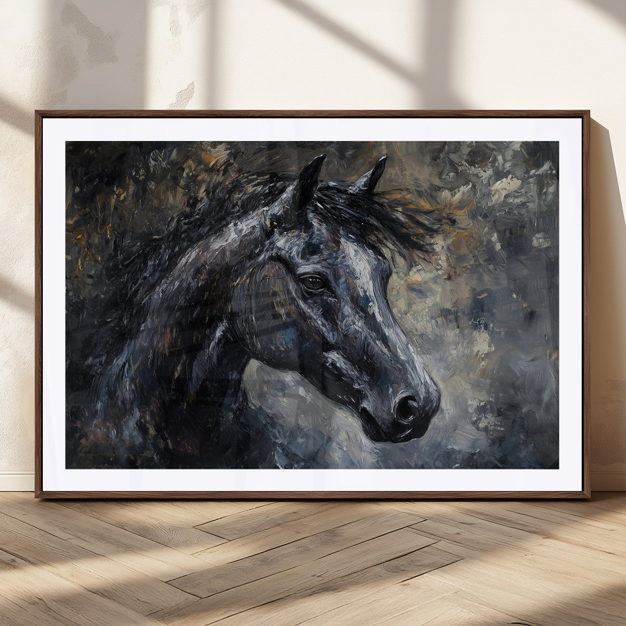 MGC-FP-36x24 - Large Abstract Horse Wall Art Canvas Print | Farmhouse Wall Decor | Rustic Horse Art | Western Cabin