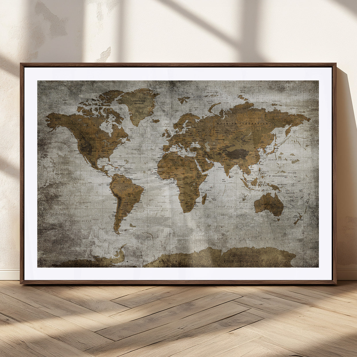 MGC-FP-36x24 - Push Pin World Map Canvas Print – Framed Wall Art for Couples to Track Their Travels – Anniversary