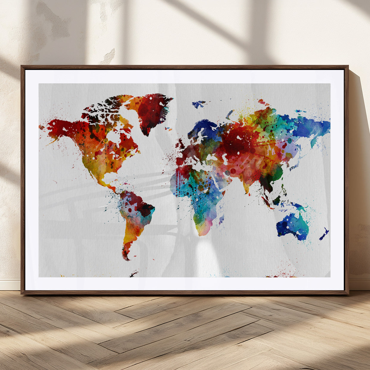 MGC-FP-36x24 - Push Pin World Map Canvas Print – Framed Wall Art for Couples to Track Their Travels – Anniversary