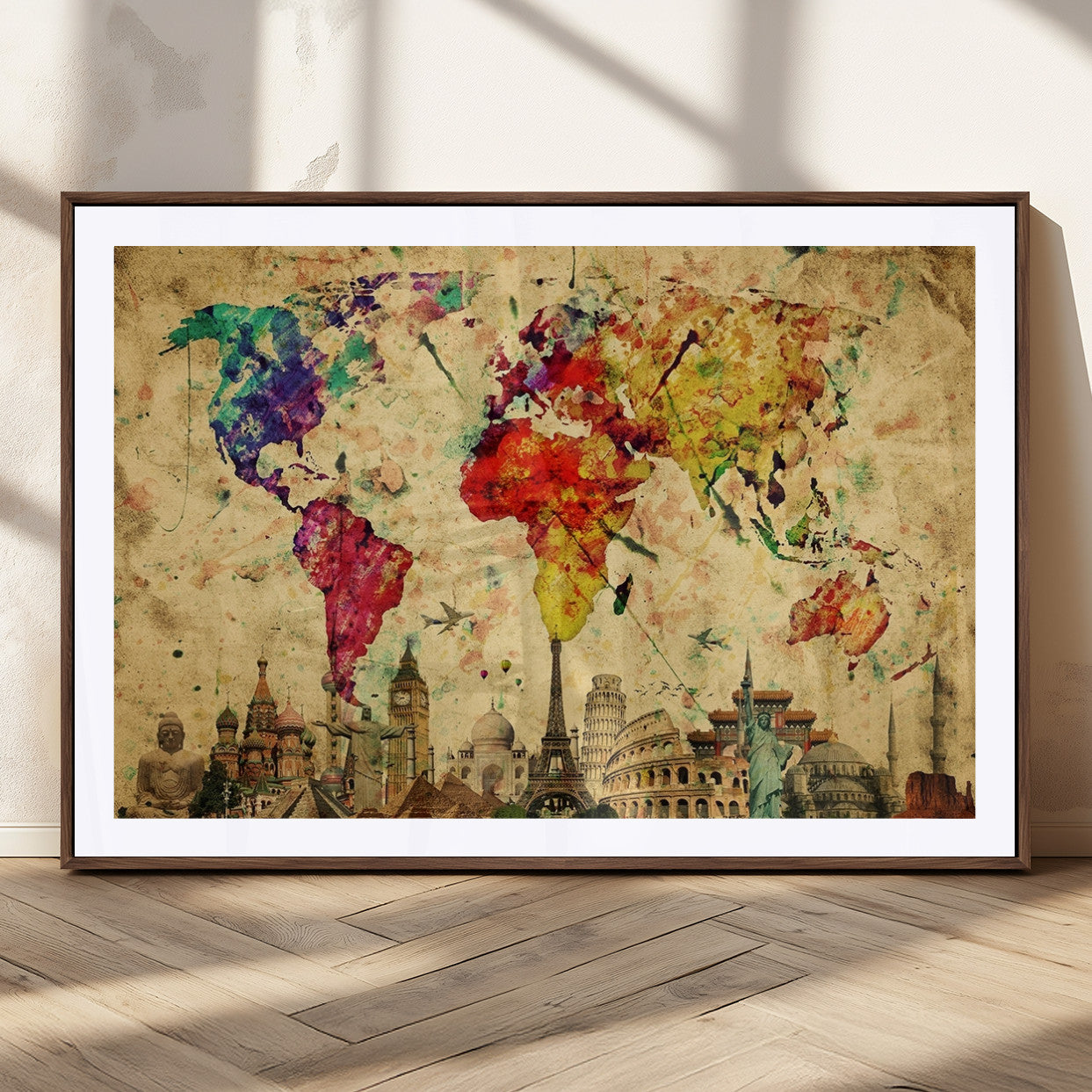 MGC-FP-36x24 - Colorful World Map Wall Art World Map Canvas Print