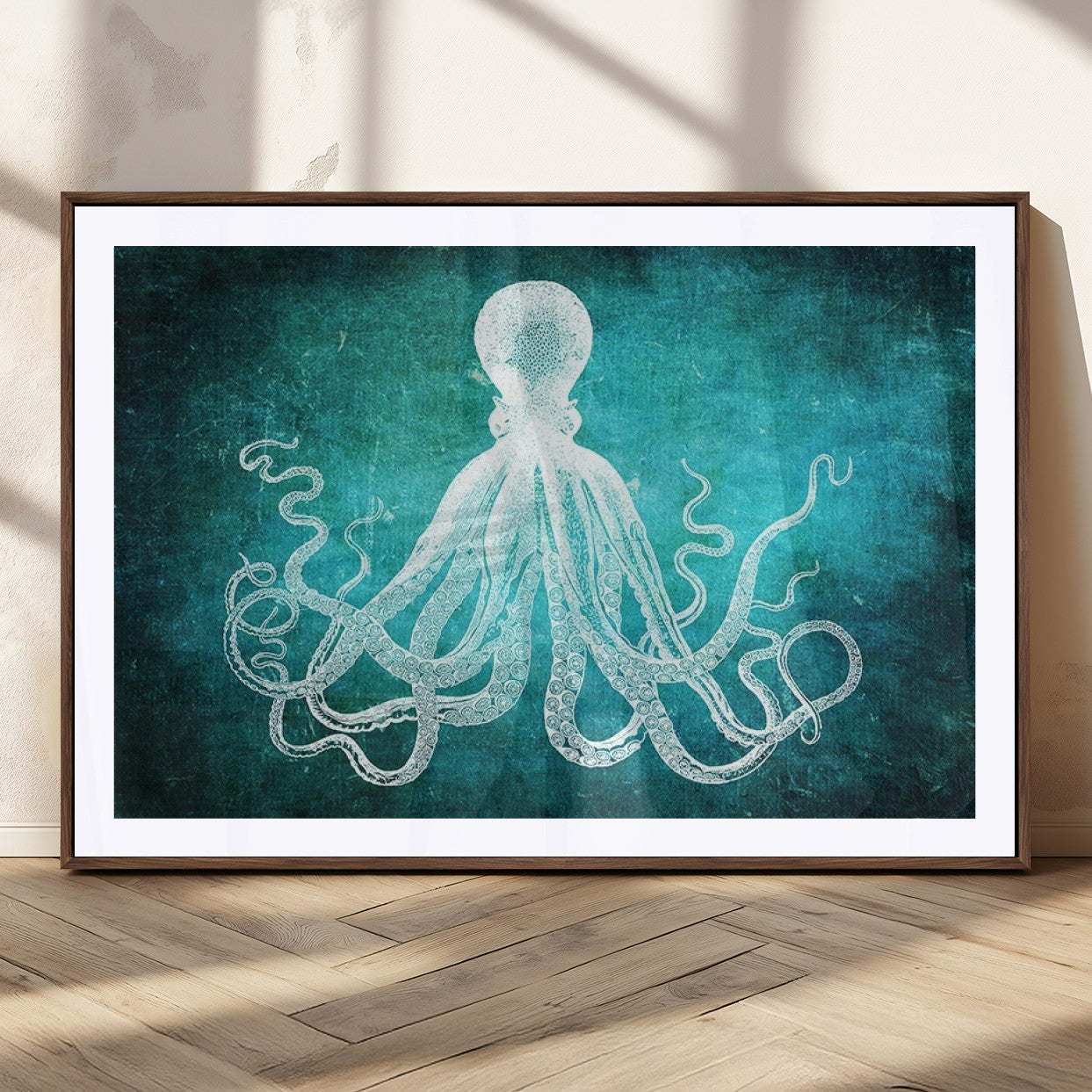 MGC-FP-36x24 - Green Octopus Abstract Wall Art Canvas Print