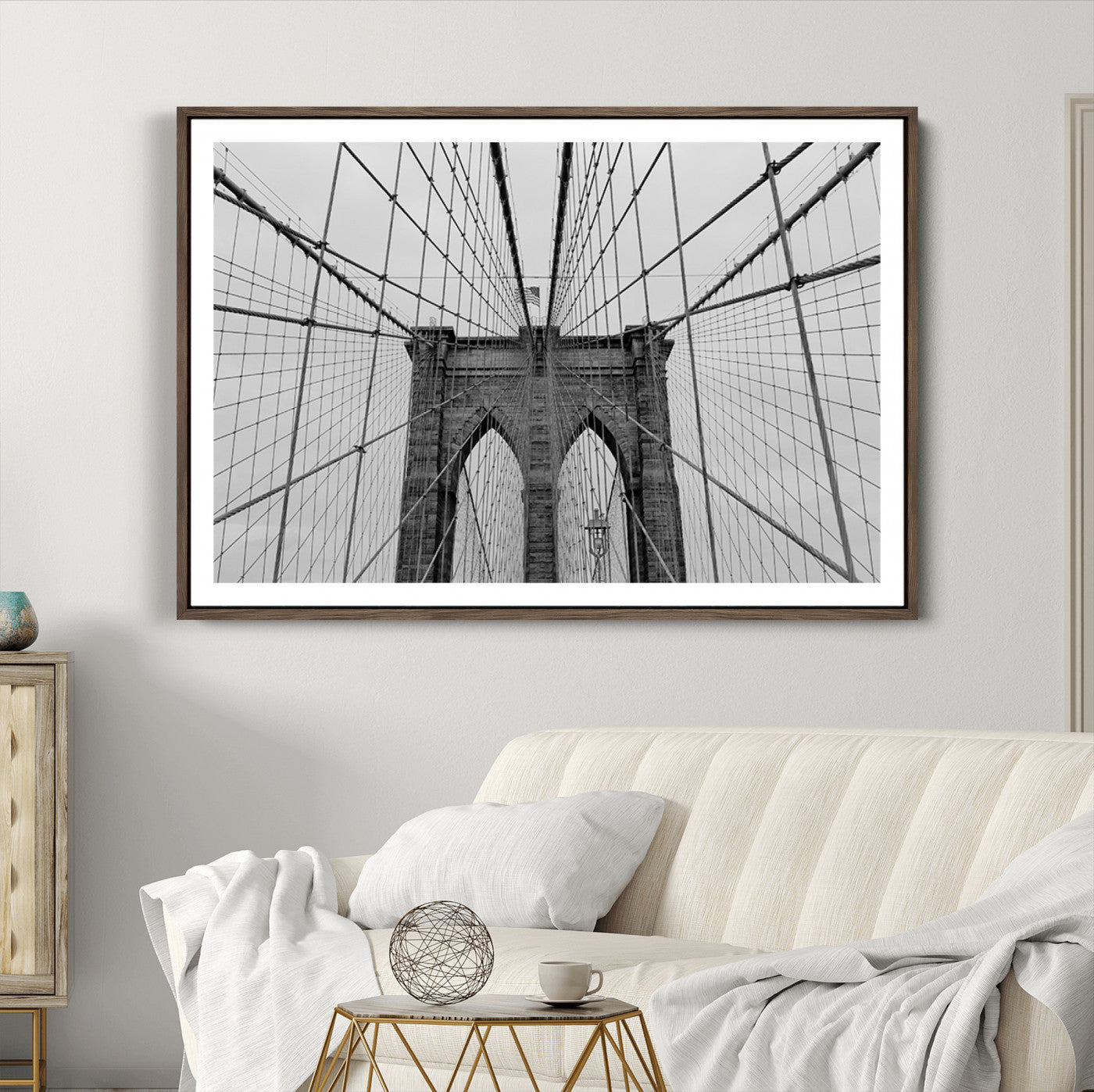 31341-MGC-FP-36x24_Walnut-Large Brooklyn Bridge Wall Art Canvas Print