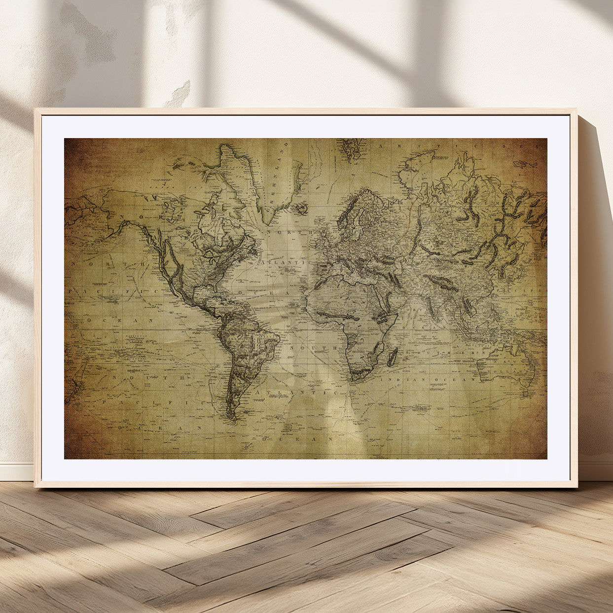 MGC-FP-36x24 - Push Pin World Map Canvas Print – Framed Wall Art for Couples to Track Their Travels – Anniversary