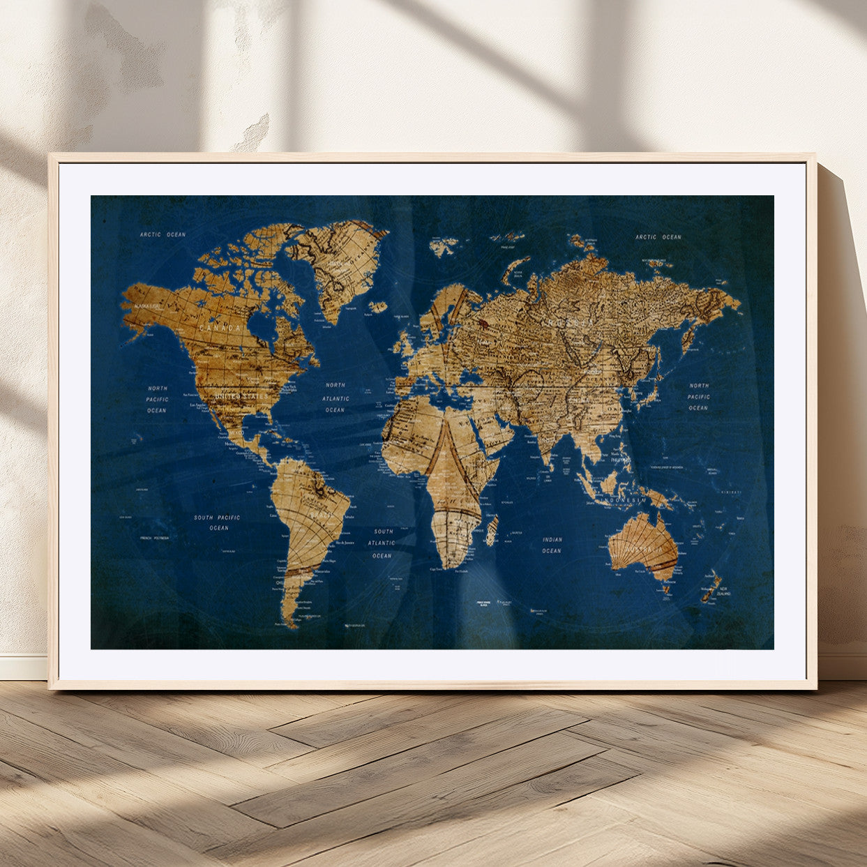 MGC-FP-36x24 - Push Pin World Map Canvas Print – Framed Wall Art for Couples to Track Their Travels – Anniversary
