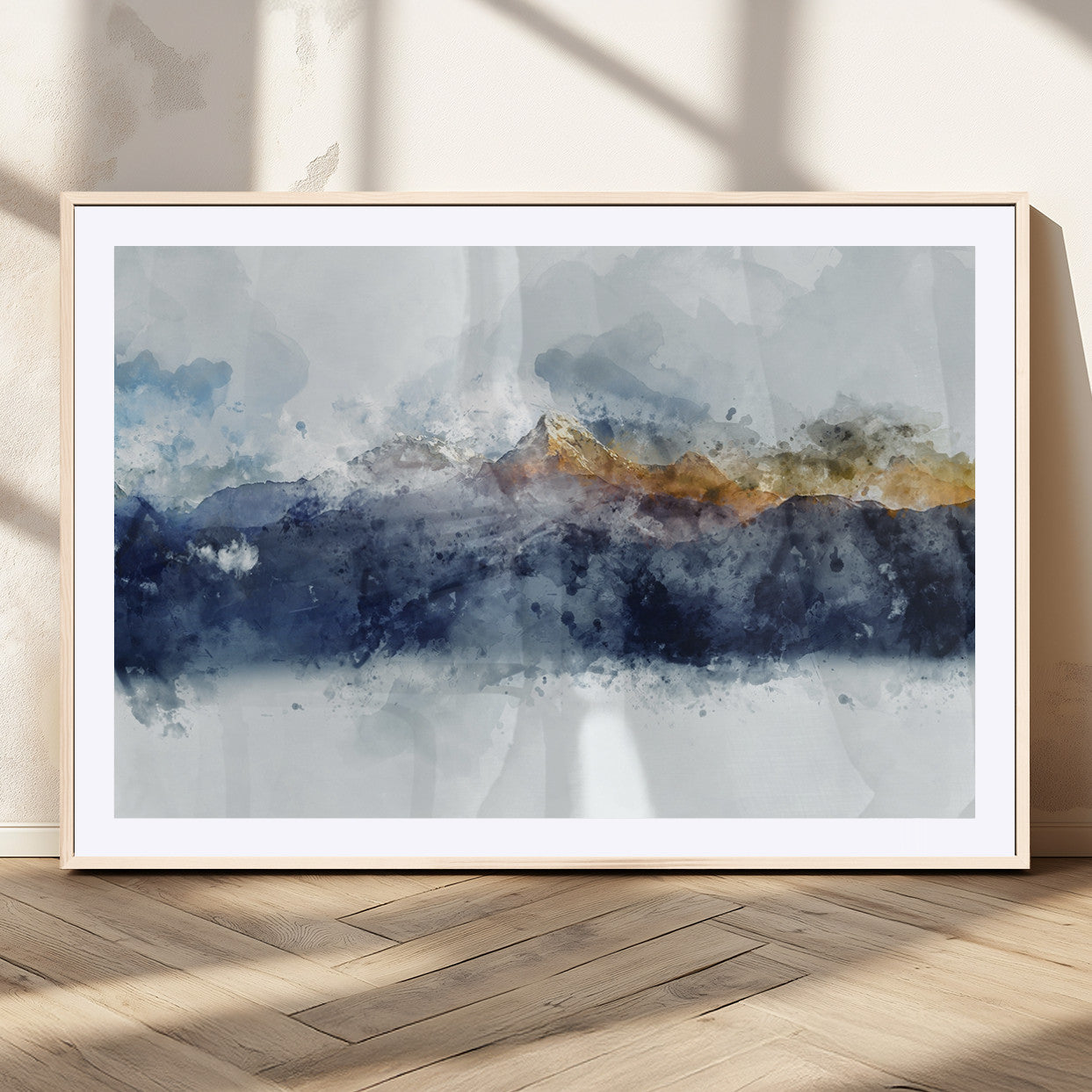 89149-MGC-FP-36x24_Natural-Abstract Mountain Range Art Canvas Print | 3 Panel Watercolor Landscape for Living Room, Office, or Bedroom | Large Ready-to-Hang Artwork