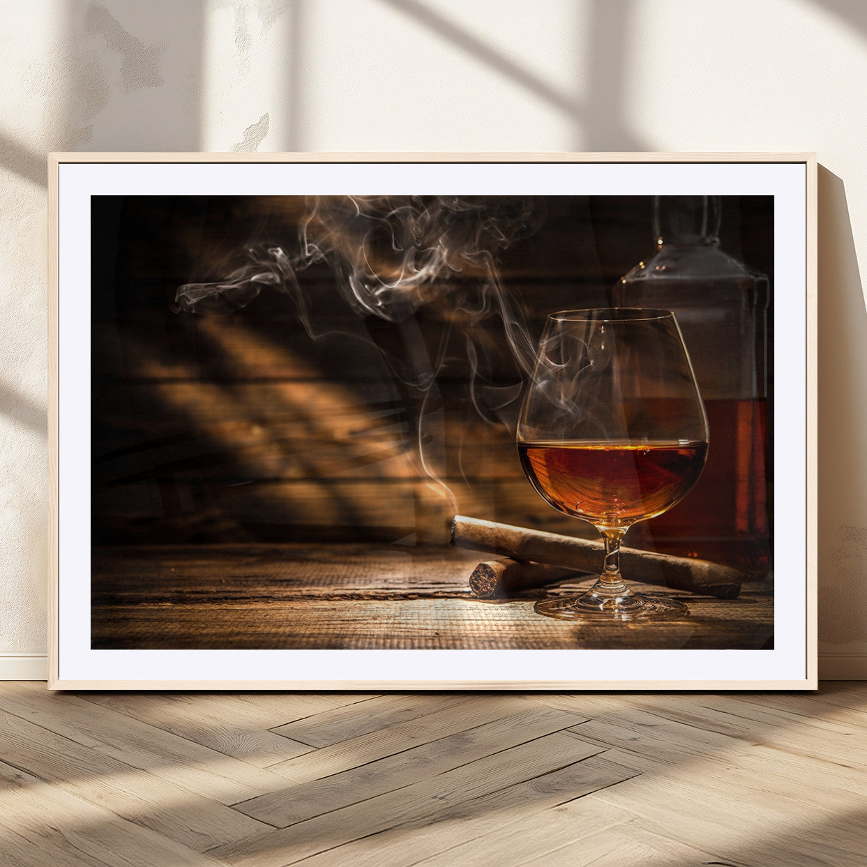 MGC-FP-36x24 - Whiskey and Cigar Wall Art Canvas Print