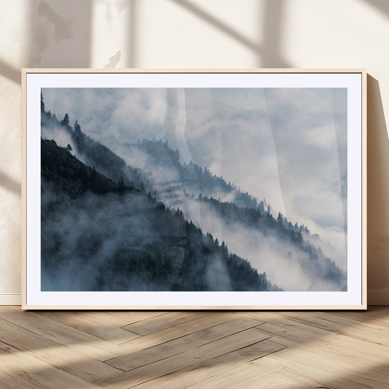 MGC-FP-36x24 - Foggy Forest Wall Art Canvas Print – Misty Mountain Landscape Decor – Ready to Hang Nature-Inspired