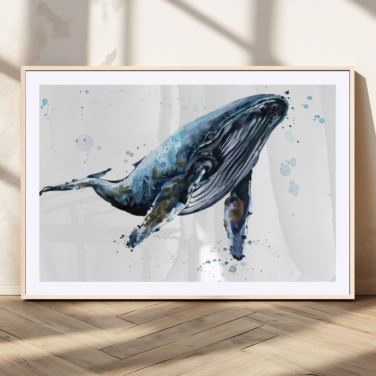 MGC-FP-36x24 - Watercolor Whale Wall Art Canvas Print