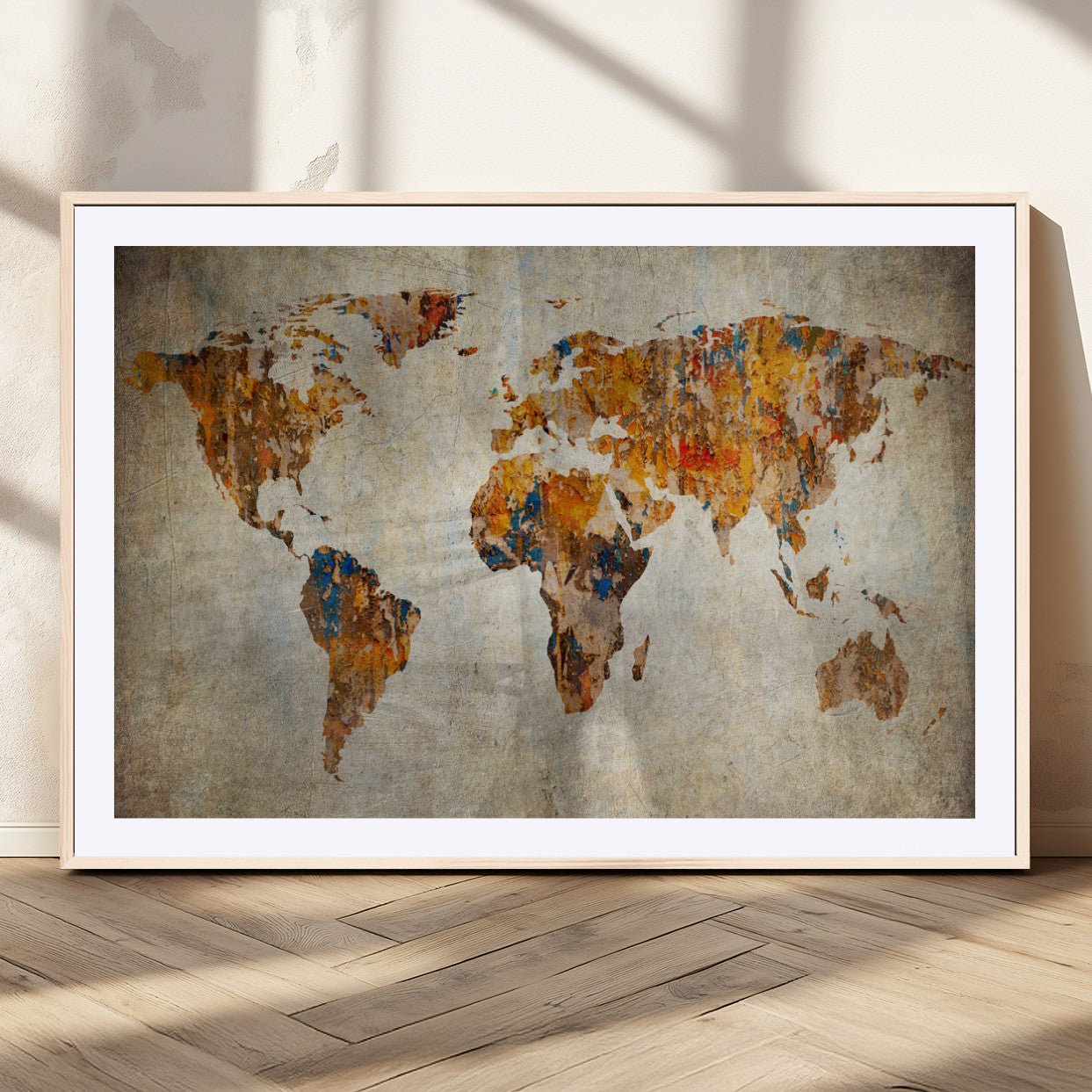 MGC-FP-36x24 - Push Pin World Map Canvas Print – Framed Wall Art for Couples to Track Their Travels – Anniversary