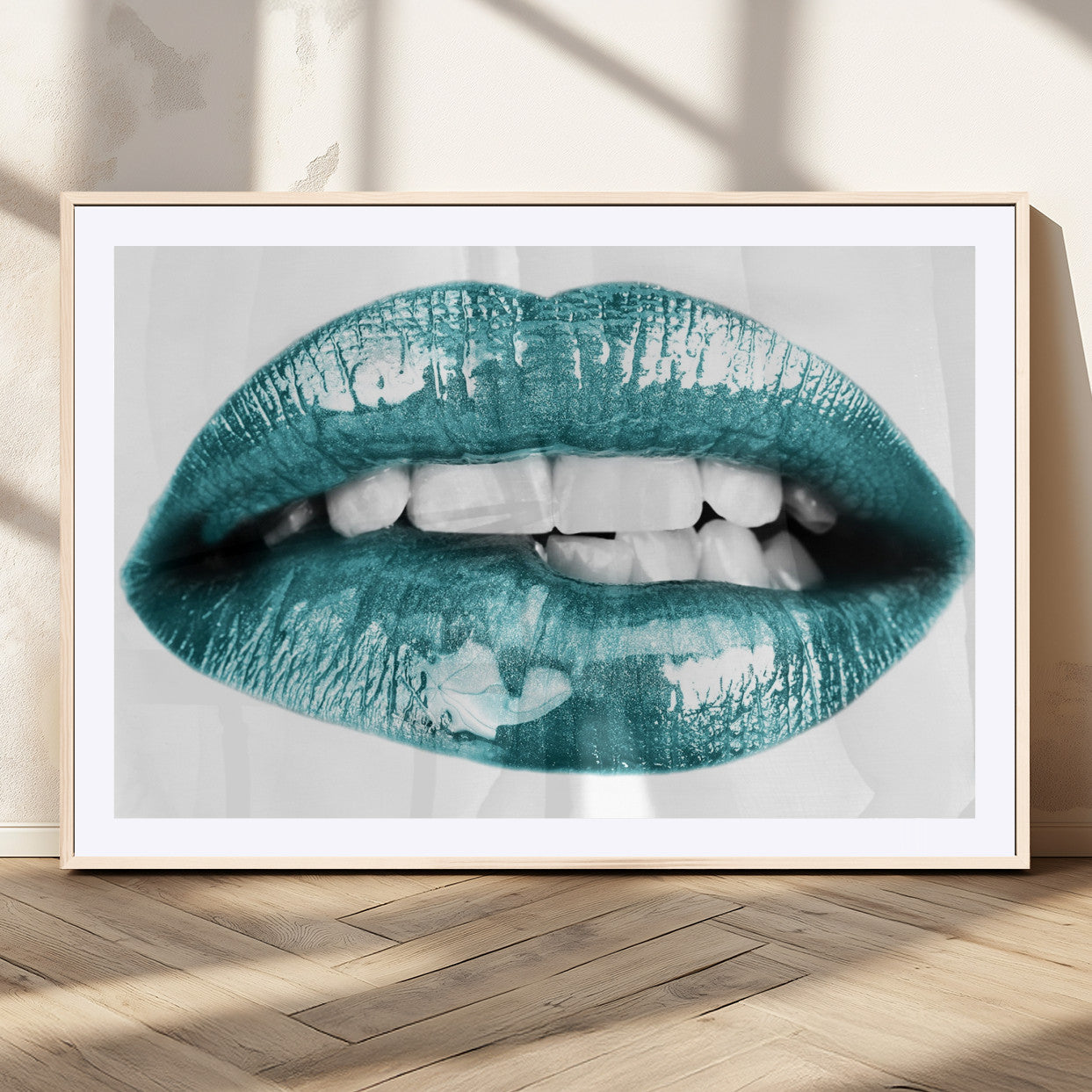 MGC-FP-36x24 - Blue Lips Wall Art Canvas Print