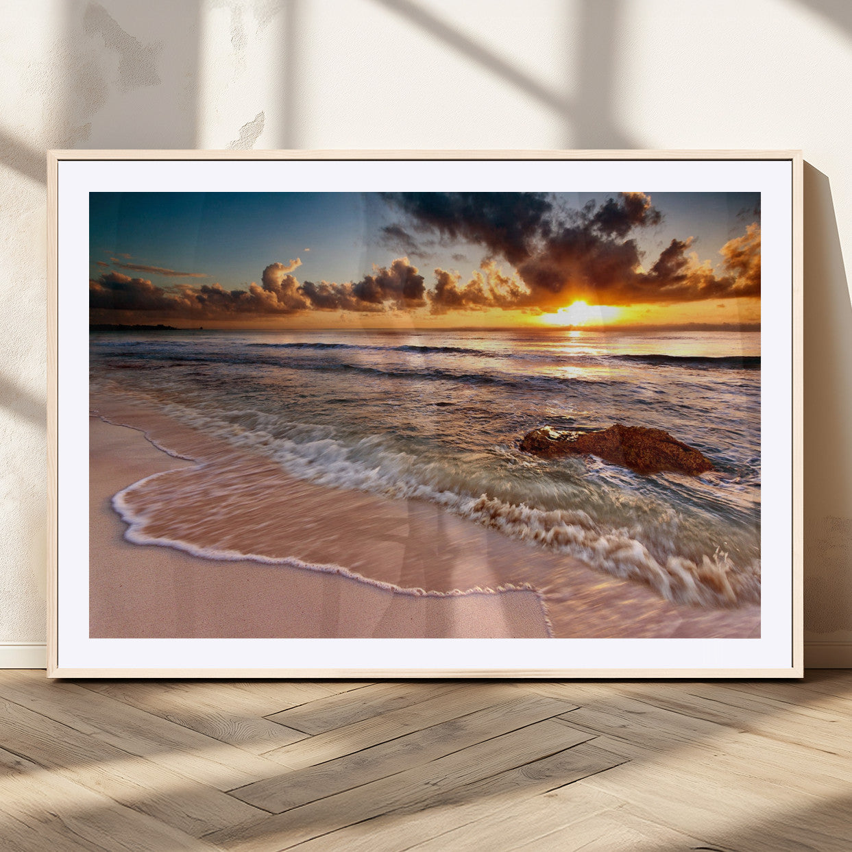 MGC-FP-36x24 - Sunset on Ocean Wall Art Canvas Print