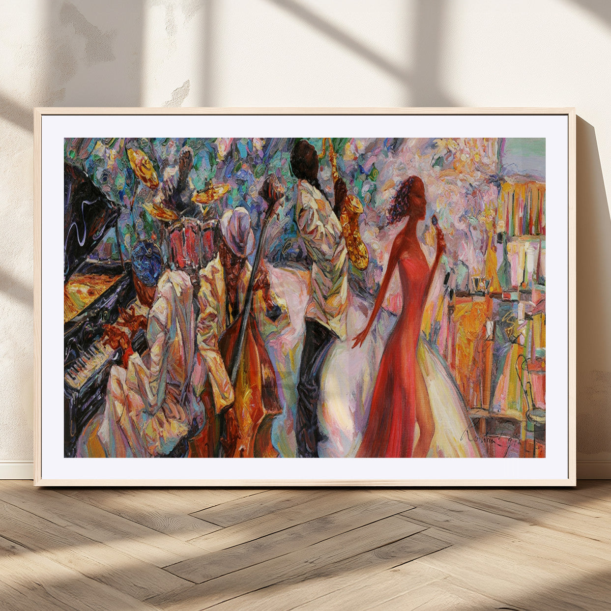 MGC-FP-36x24 - Abstract Afro American Jazz Canvas Wall Art | Music-Inspired Painting for Dining Room, Living Room,