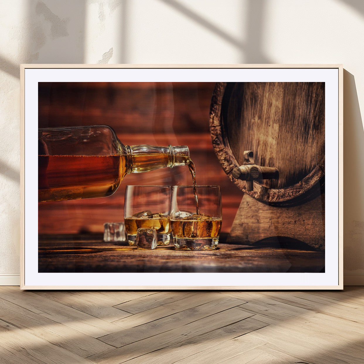 MGC-FP-36x24 - Whiskey and Cigar Canvas Wall Art | 3 Panel Bar Room Decor for Home Lounge, Office, or Man Cave |