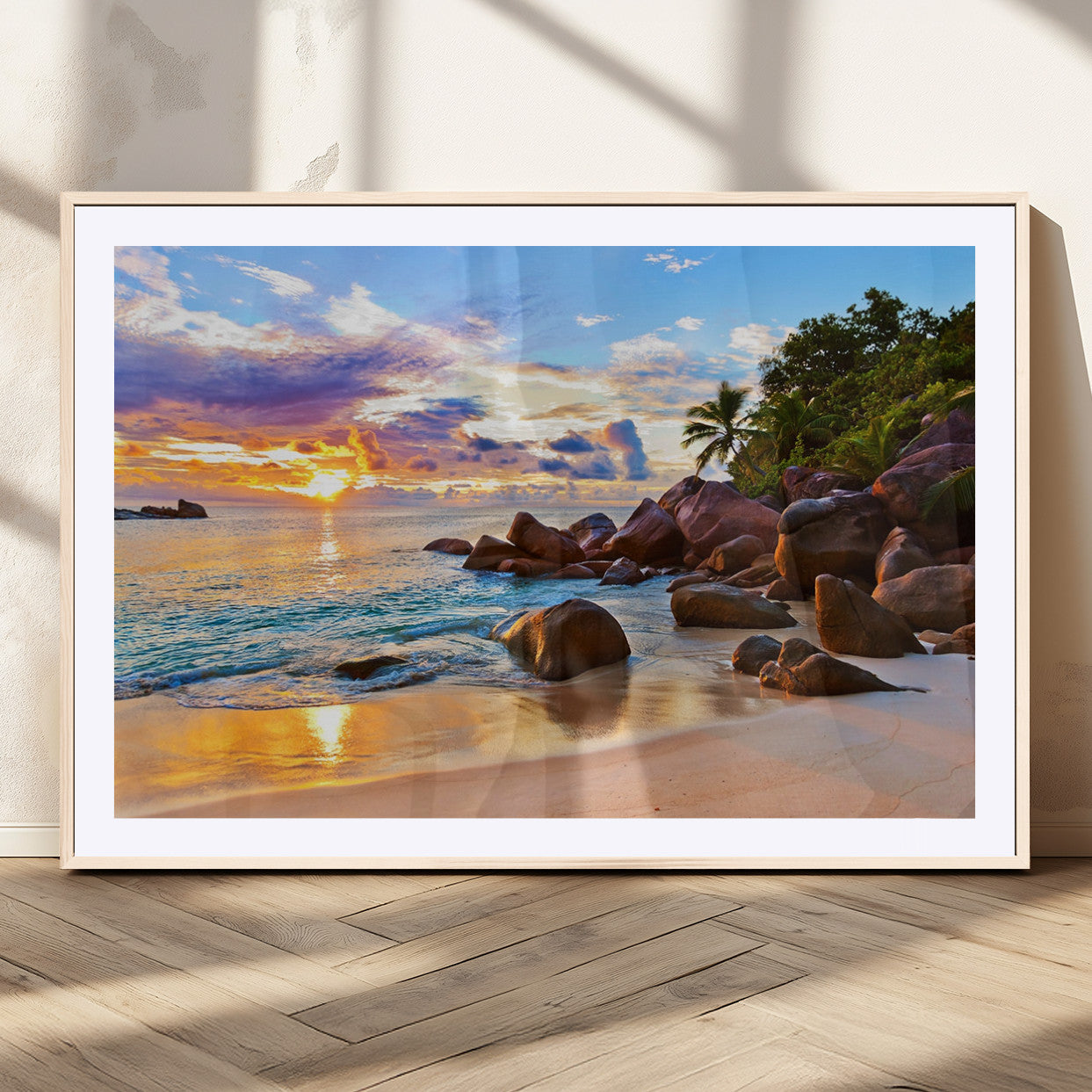 MGC-FP-36x24 - Tropical Island Beach Sunset Canvas Print