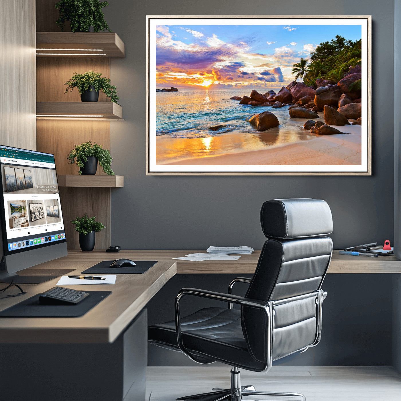 43209-MGC-FP-36x24_Natural-Tropical Island Beach Sunset Canvas Print