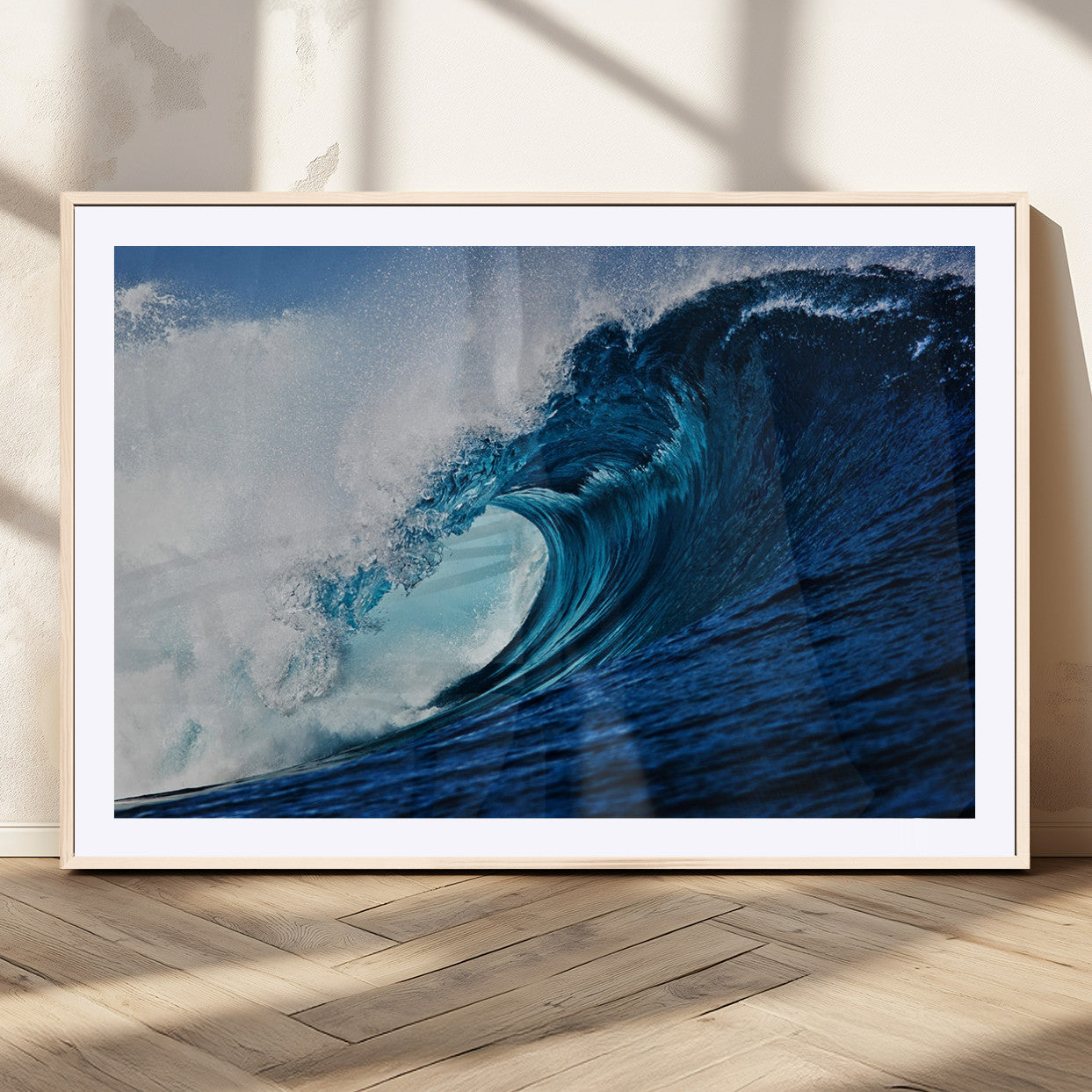 MGC-FP-36x24 - Ocean Wave at Sunset Canvas Art, Large Wall Print of Vibrant Water Waves, Coastal Art for Living