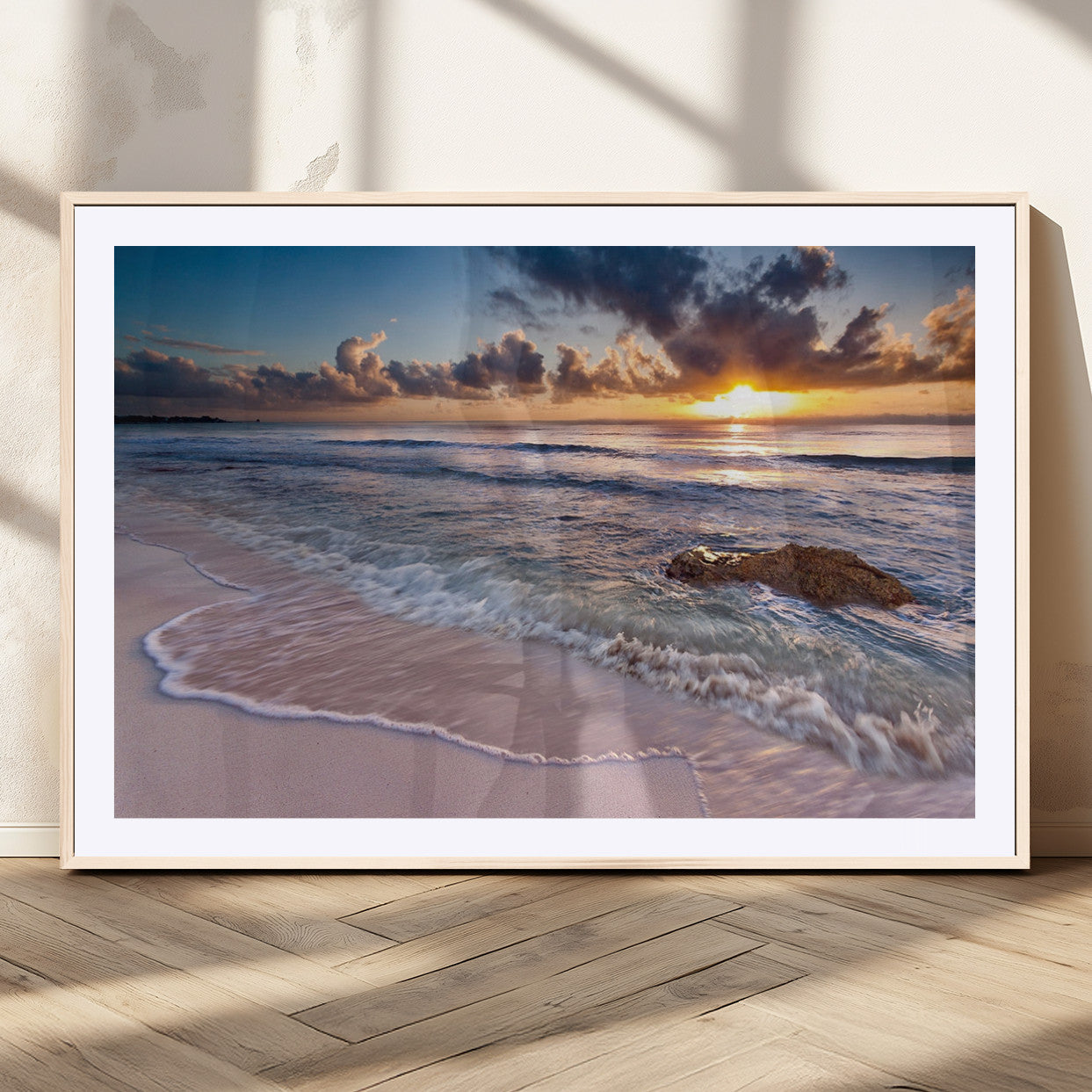 94906-MGC-FP-36x24_Natural-Sea Ocean Sunset Beach Wall Art Canvas Print