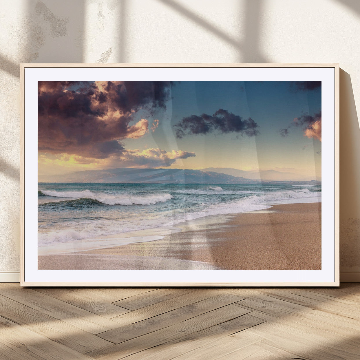 MGC-FP-36x24 - Cloudy Weather Beach Sunset Canvas Print | Sunrise Wall Art Canvas Print