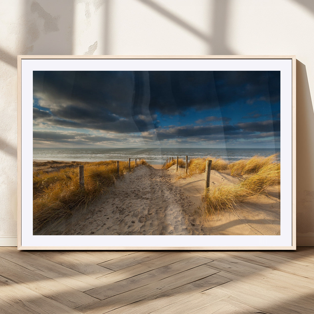MGC-FP-36x24 - Ocean Beach Dark Clouds Wall Art Canvas Print