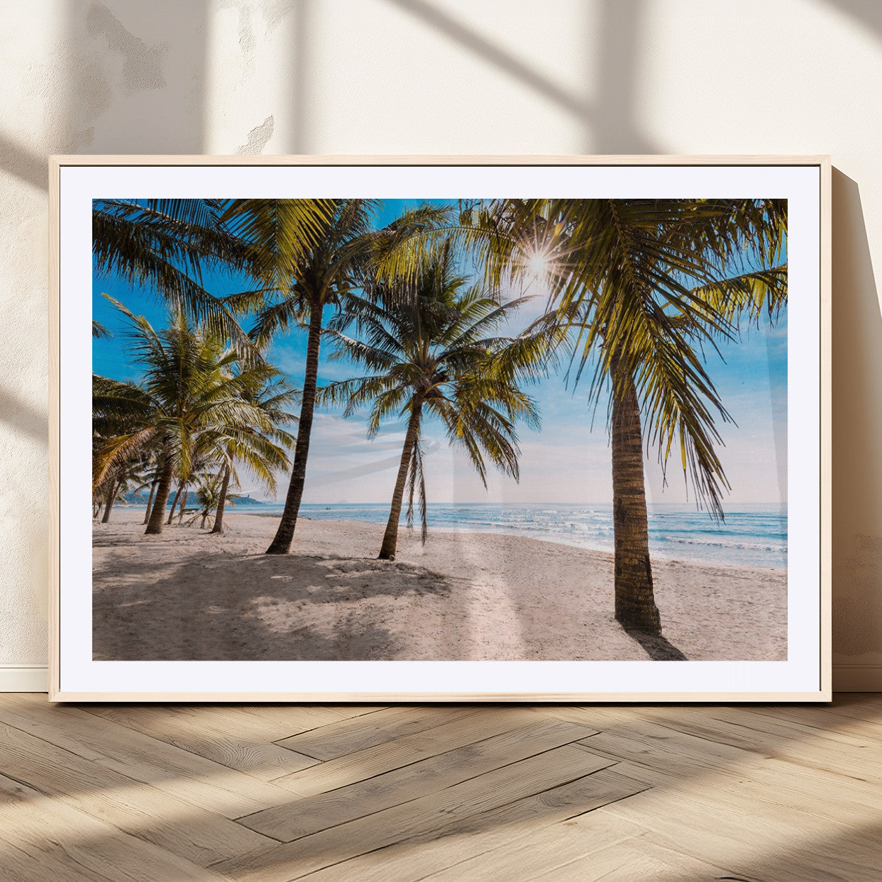 98175-MGC-FP-36x24_Natural-Palm Beach Tropical Island Wall Art Canvas Print