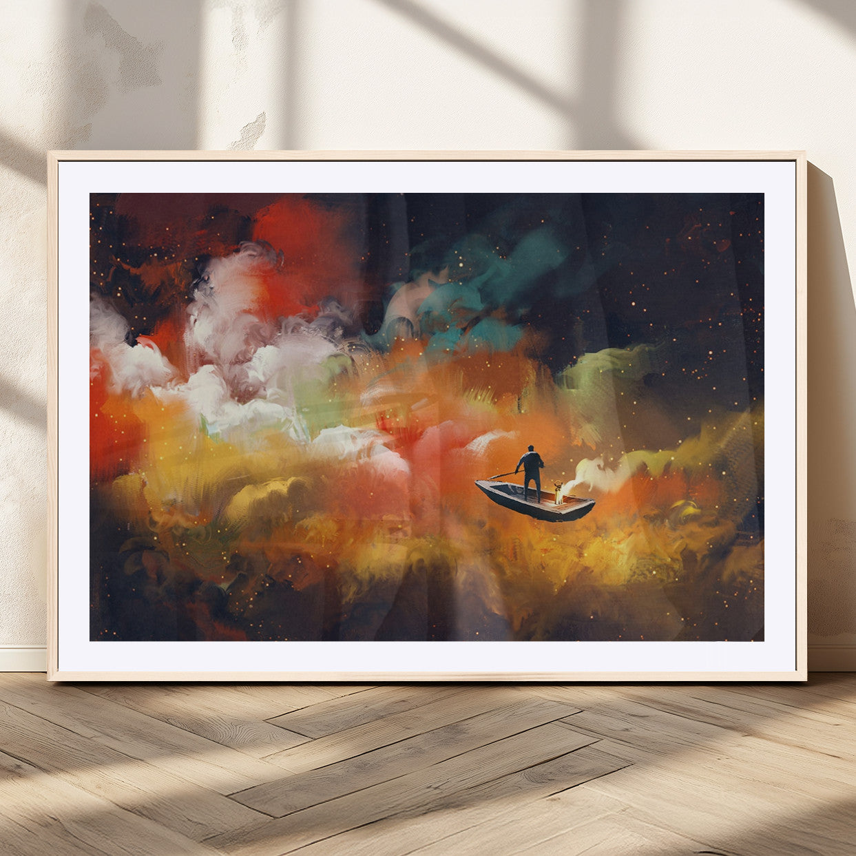 MGC-FP-36x24 - Surreal Space Adventure Canvas Wall Art – Dreamlike Abstract Galaxy Print – Framed and Ready to Hang for Living Room or Bedroom Decor