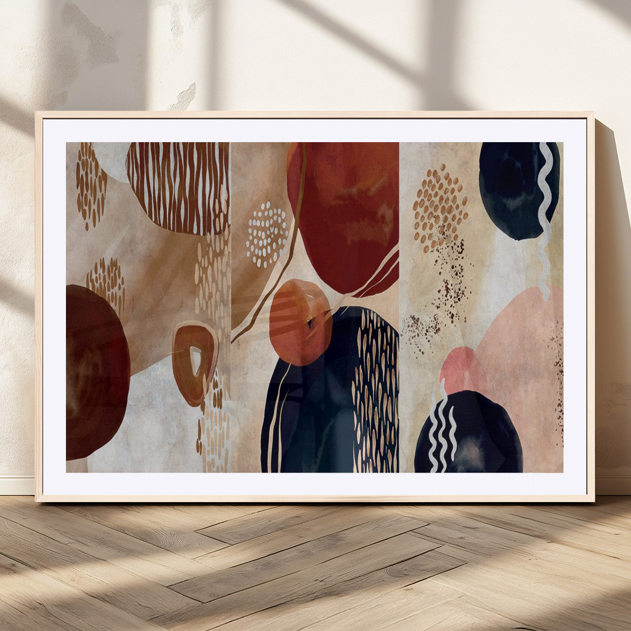 MGC-FP-36x24 - Boho Wall Art Canvas Print Set Mid-Century Prints Bohemian Wall Artwork Prints Boho Neutral