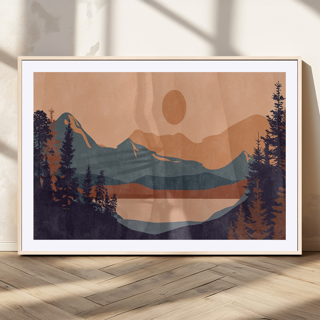 MGC-FP-36x24 - Modern Boho Sunset Canvas Print, Mountain Landscape Triptych – Giclée Canvas Art Print for Living
