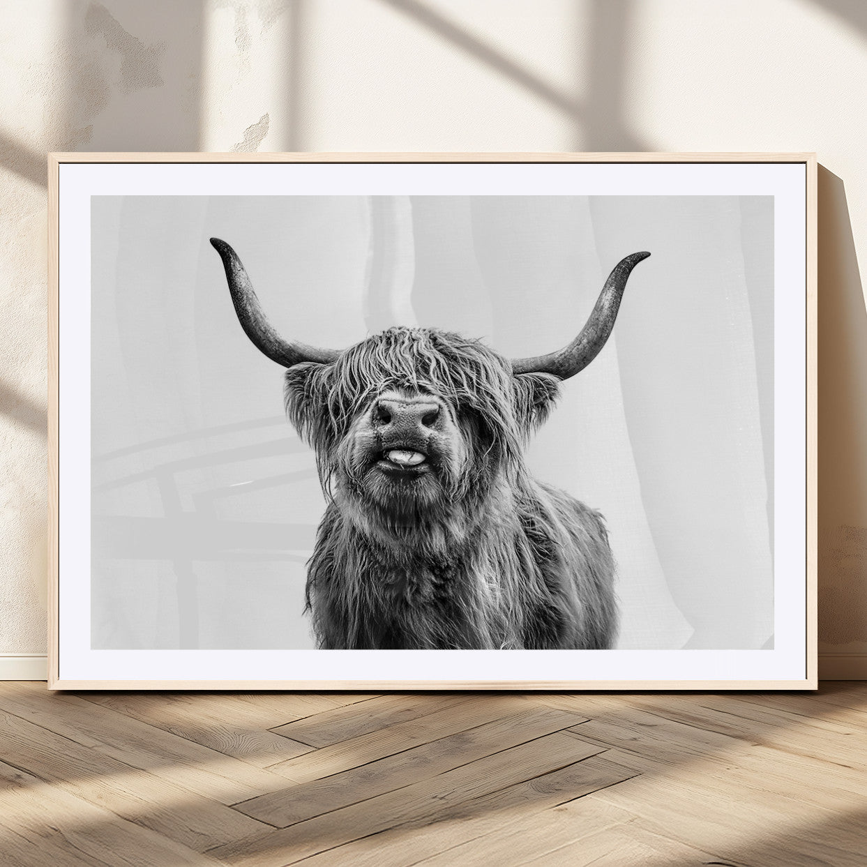 MGC-FP-36x24 - Fanny Scottish Highland Cow Cattle Art Print Farmhouse Wall Art Canvas Print
