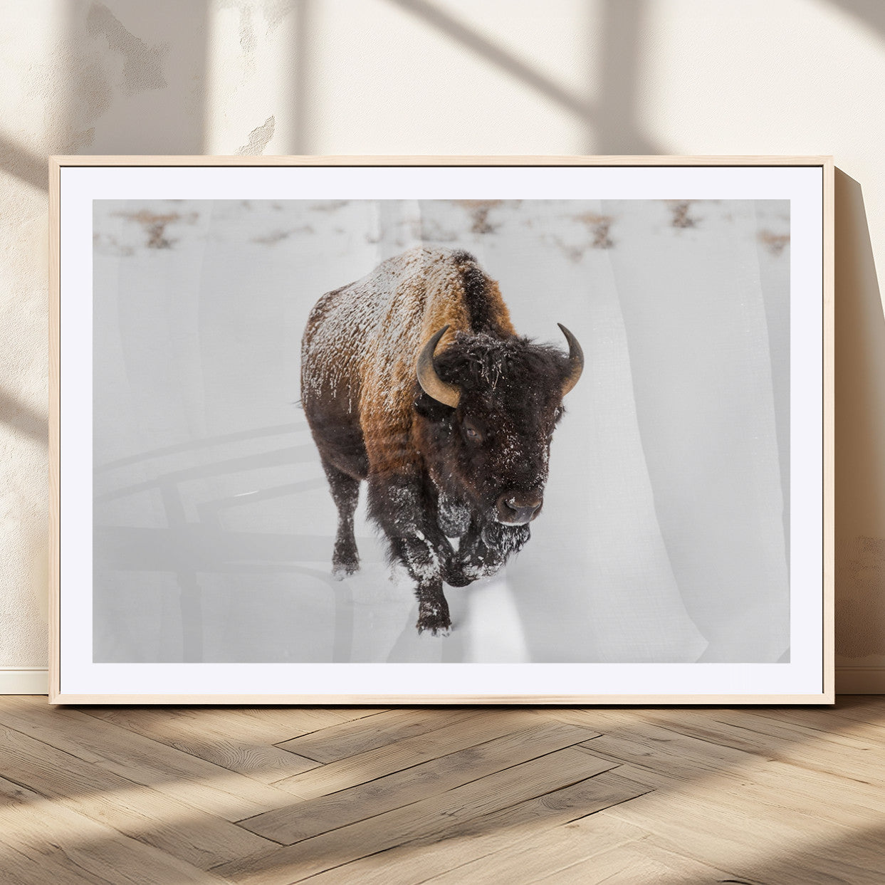 MGC-FP-36x24 - Bison Winter Wall Art Canvas Print For Farmhouse Decor