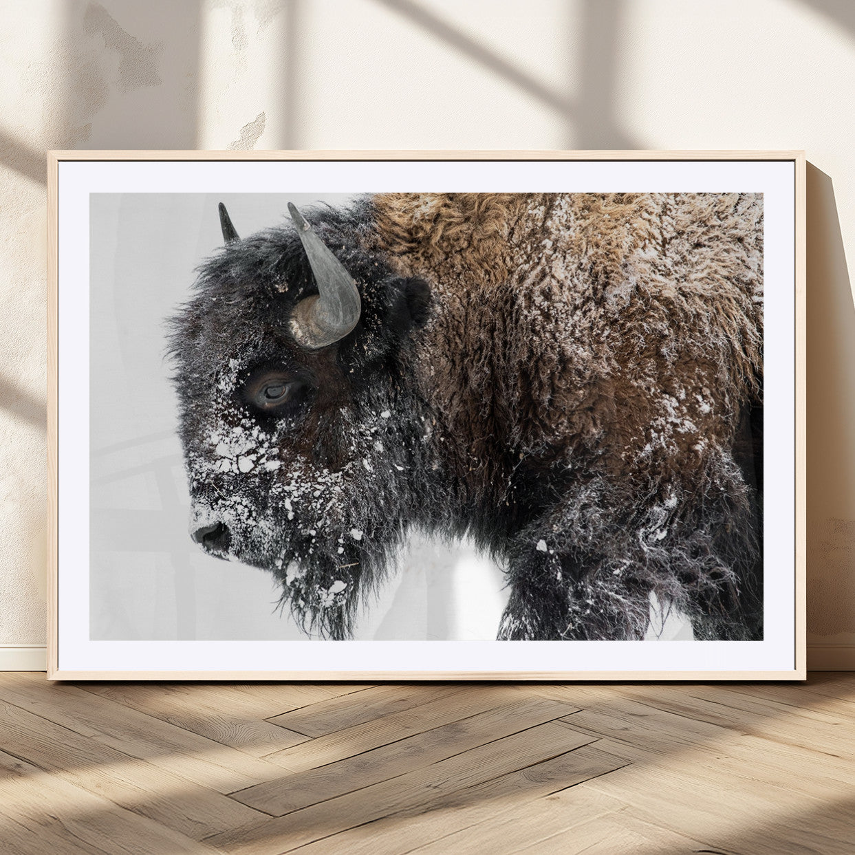 MGC-FP-36x24 - American Bison Wall Art Print | Buffalo Canvas Wall Art |  Framed and Ready to Hang Bison Print for Living Room or Office